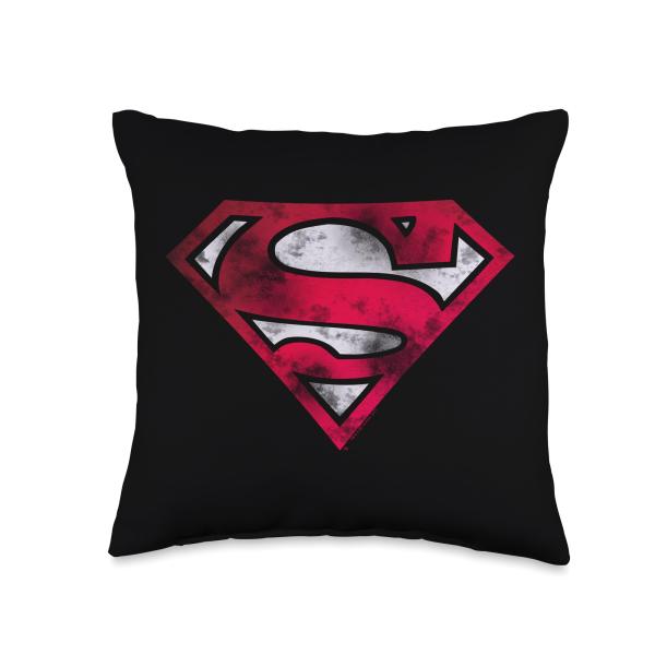 Superman War Torn Shield Logo Throw Pillow