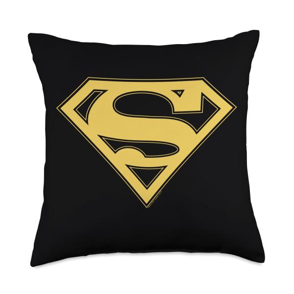 Superman Gold ＆ Black Shield Throw Pillow, 18x18