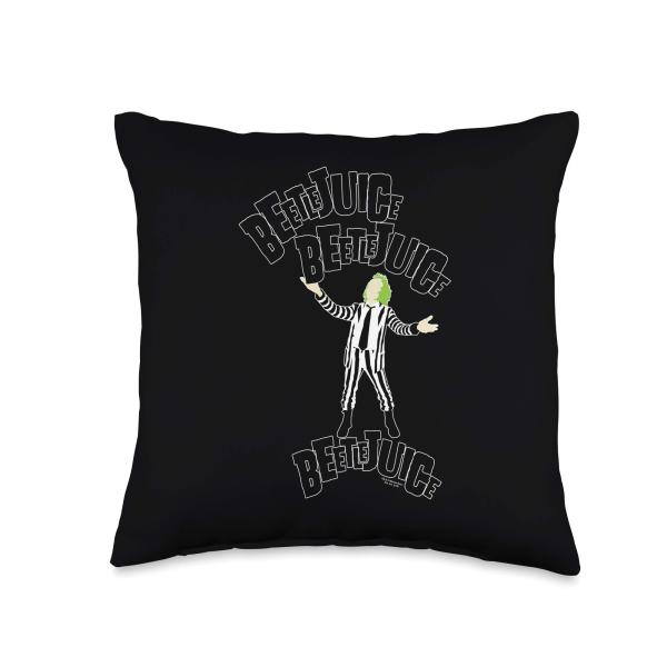 Beetlejuice Three Times Throw Pillow