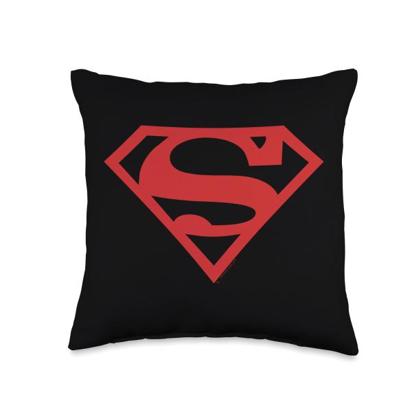 Superman Red on Black Shield Throw Pillow, 16x16