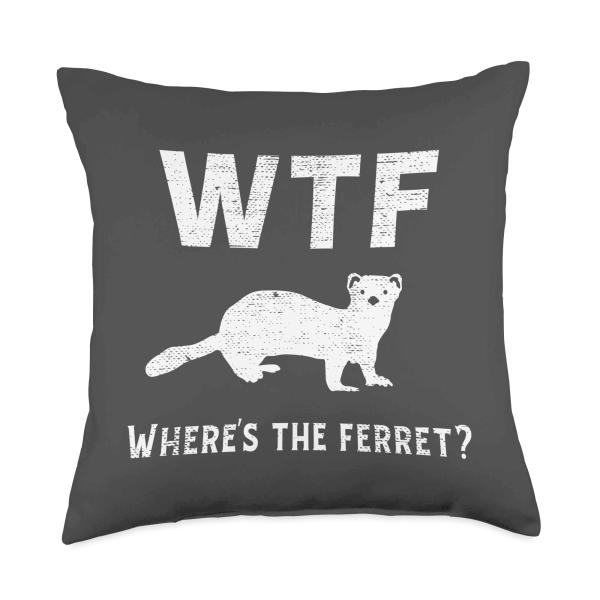 Funny WTF Where's The Ferret Throw Pillow