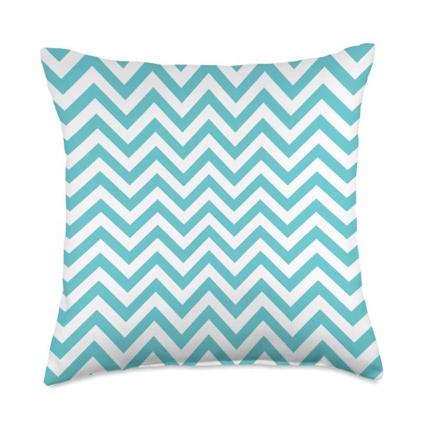 Turquoise Aqua Chevron Pattern Blue Throw Pillow