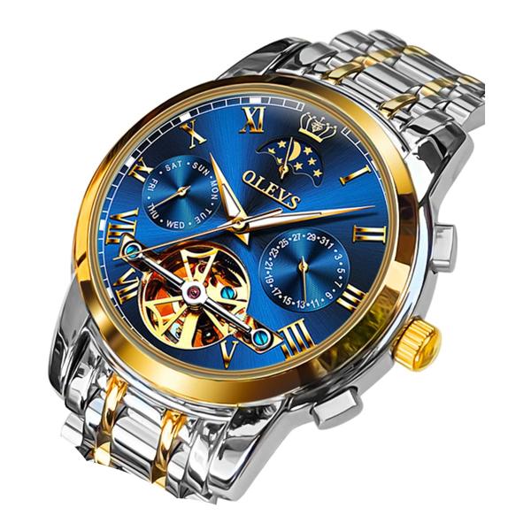 OLEVS Men Watch Automatic Mechanical Skeleton Moon...