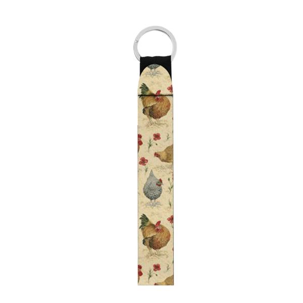 Babrukda Floral Chicken Animal Print Wristlet Keyc...