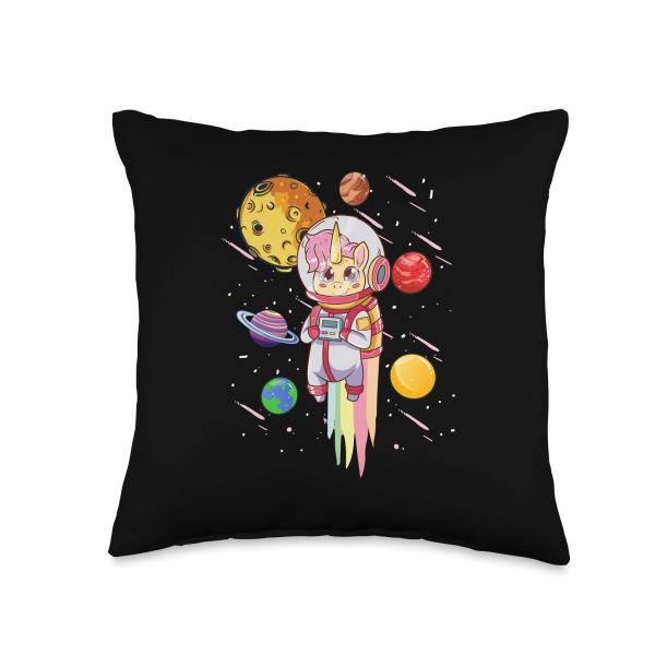 Space Unicorn Flying Kawaii Astronaut Stars And Ra...