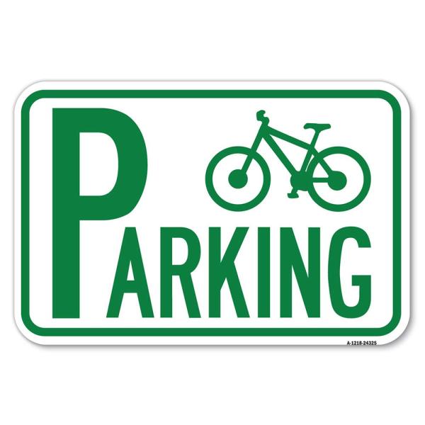 Bicycle Parking (with Graphic) | 12" X 18" Heavy-G...