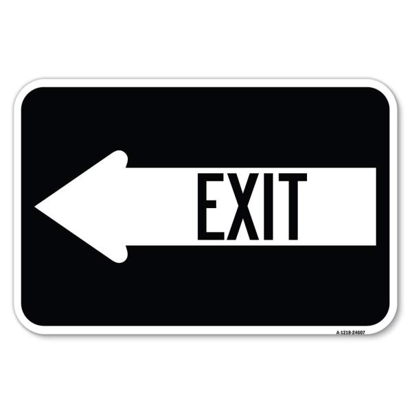 Exit (with Left Arrow) | 12" X 18" Heavy-Gauge Alu...