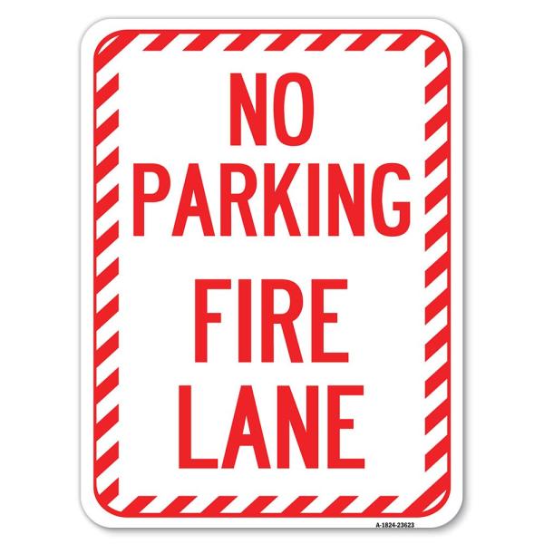 No Parking Fire Lane with Striped Border | 18" X 2...
