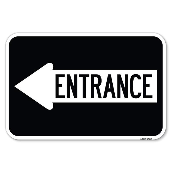 Left Arrow Entrance | 12" X 18" Heavy-Gauge Alumin...
