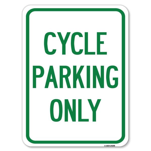 Cycle Parking Only | 18" X 24" Heavy-Gauge Aluminu...