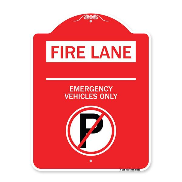 SignMission Designer Series Sign - Fire Lane - Eme...