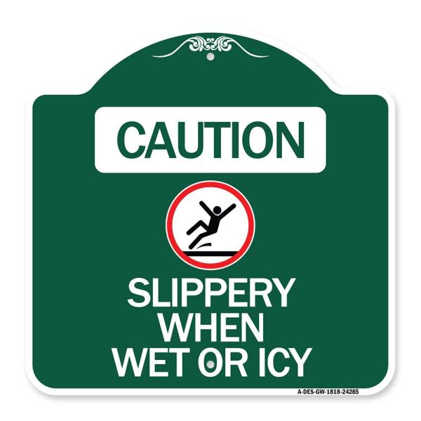 SignMission Designer Series Sign - Caution - Slipp...