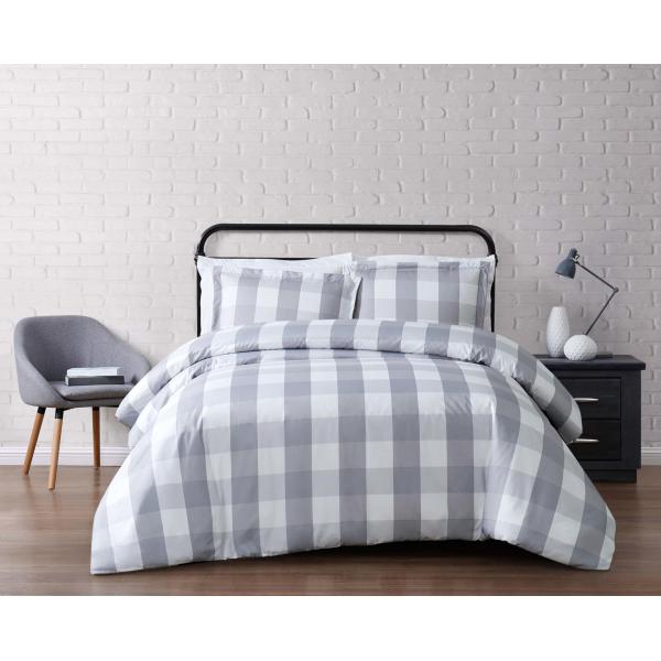 TRULY SOFT Everyday Buffalo Plaid Gray Polyester 3...