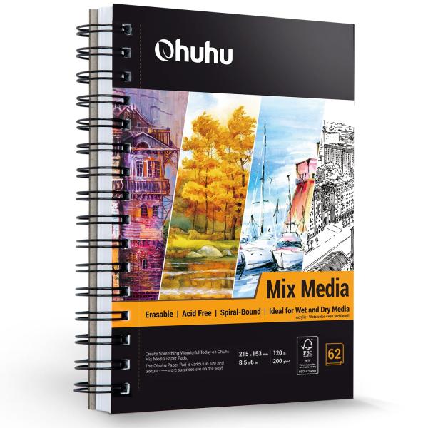 Ohuhu Mix Media Pad, 5.5" x 8.5" Mixed Media Art S...