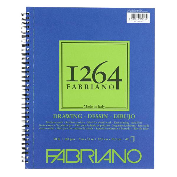 Fabriano 1264 Drawing Pad, 9" x 12", 90 lb.
