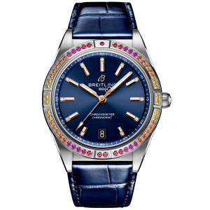 Breitling クロノマット 自動ダイヤモンドクリスタルブルーダイヤル レディースウォッチ a10380611c1p1, ブルー