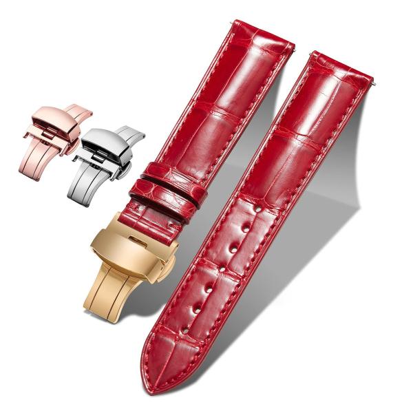 BINLUN Alligator Leather Watch Band for Men Crocod...