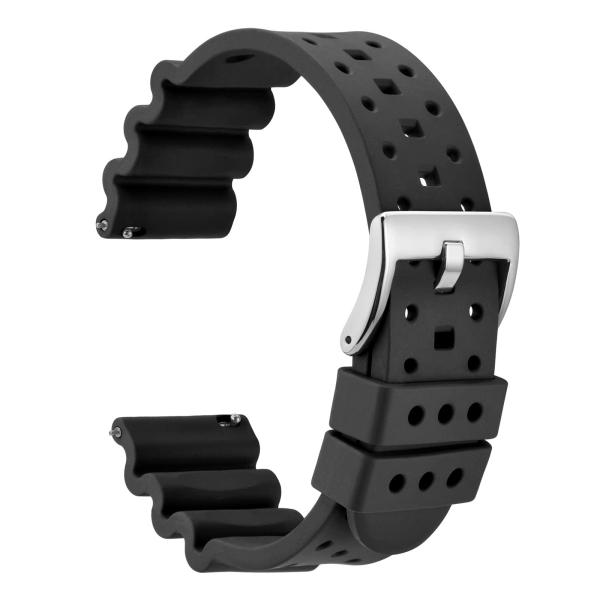 WOCCI 18mm Ventilated Watch Band for Men, FKM Rubb...