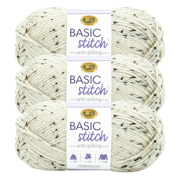 Lion Brand Yarn 202-500X ベーシックステッチ アンチピリング糸 アーモンドツ...