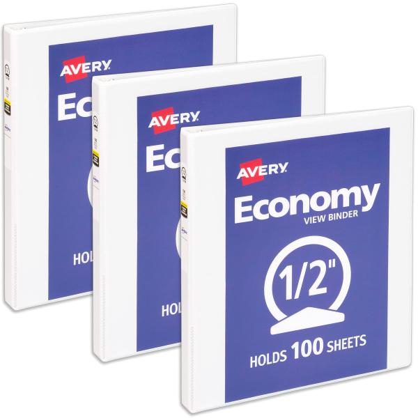 Avery Economy View 3 Ring Binder 1/2 Inch Round Ri...