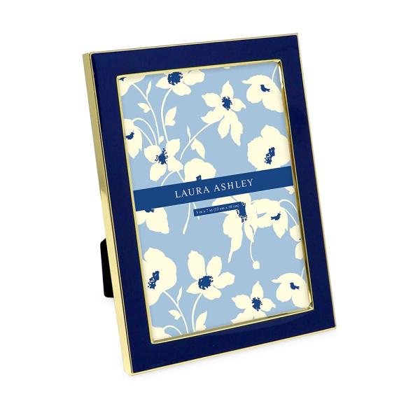 Laura Ashley 5x7 Navy Enamel Picture Frame, Gold M...