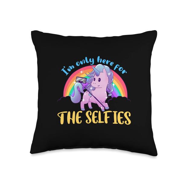 I'm Only Here For the Selfies Kawaii Unicorn Gift ...