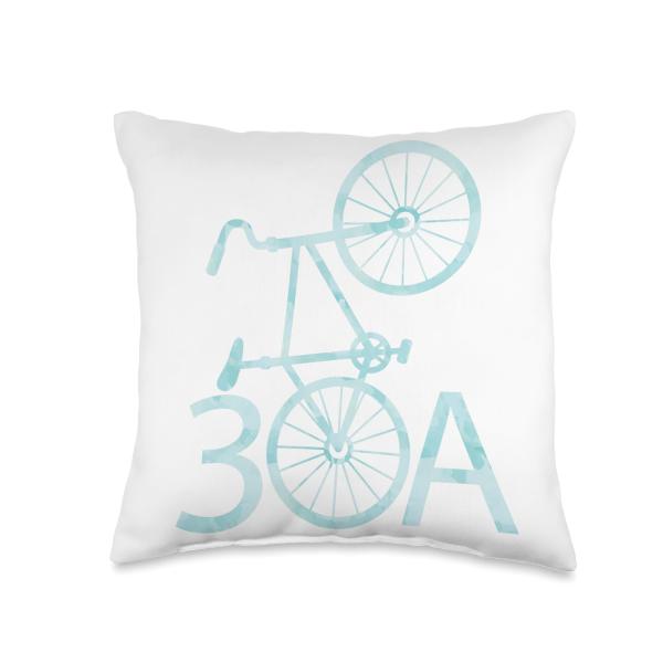 Watercolor 30A Bike | Seaside, Florida Throw Pillo...