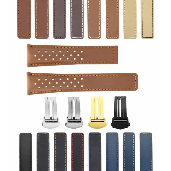 Ewatchparts 19-20-22mm Leather Watch Band Strap Wi...