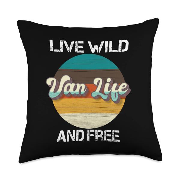 Cool Van Life Design Vintage VanLife Throw Pillow