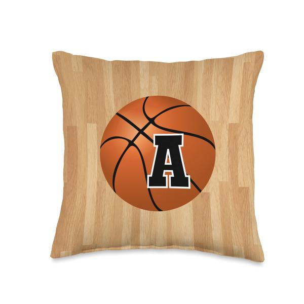 Letter Initial A Basketball Throw Pillow