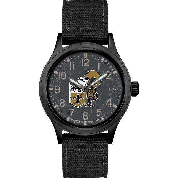 Timex Tribute メンズ NFLスカウト 40mm クォーツ腕時計 ブラックファブリックス...