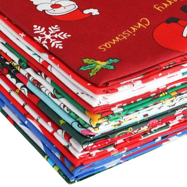 16 Pieces Fabric Cotton Fat Quarters Bundle Snowma...