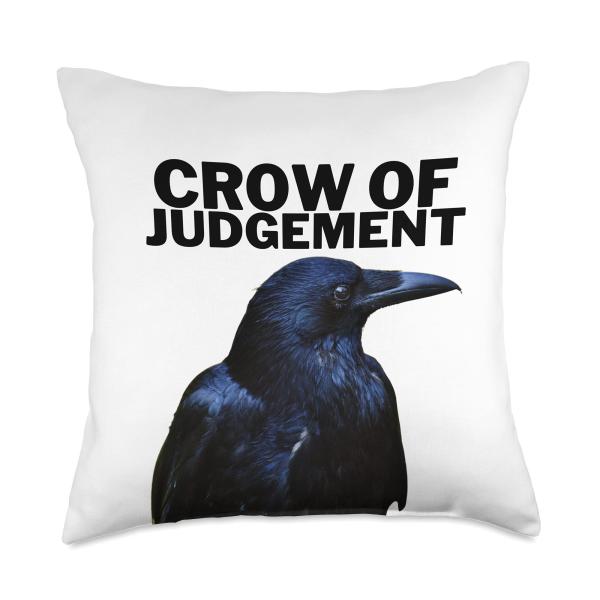 Crow of Judgement Funny Meme Black Bird Throw Pill...