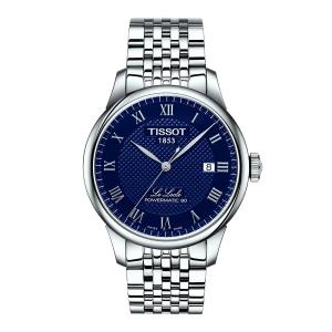 Tissot Le Locle Powermatic 80 自動巻き 39.3mm ブルー文字盤 ステンレススチールブレスレット ローマ数字 T0064071104300