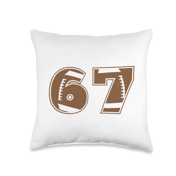 Football 67 Jersey Number Throw Pillow