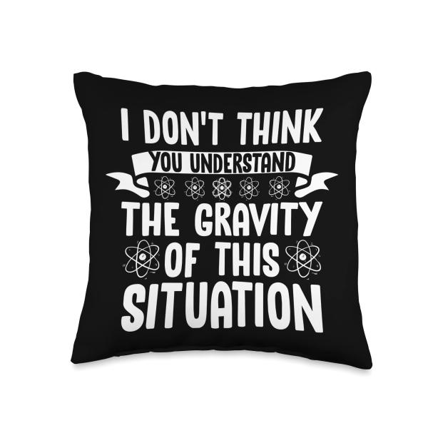 Funny Physicist Atom - Science Physics Throw Pillo...