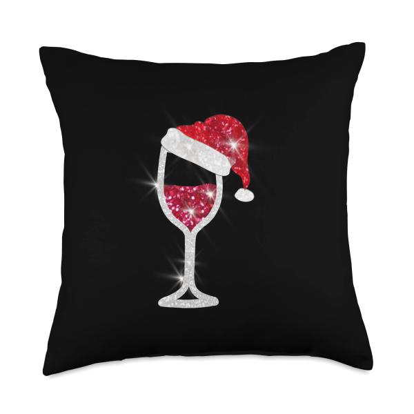 Fun Red Wine Christmas Wine Glass with Christmas H...