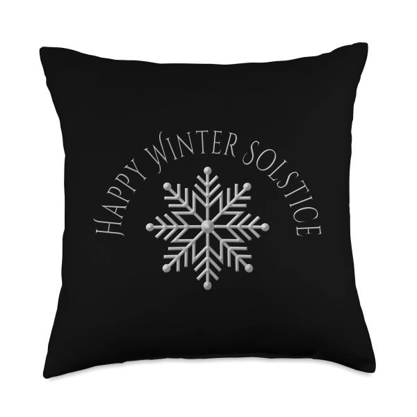 Silver Happy Winter Solstice Snowflake Artwork Thr...