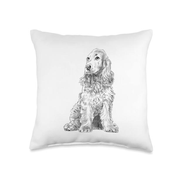 Sitting Dog English Cocker Spaniel Throw Pillow