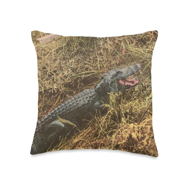 Florida Alligator Photo-Illustration Throw Pillow