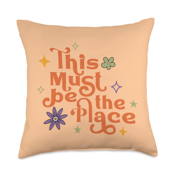 This Must Be The Place Retro Groovy Throw Pillow