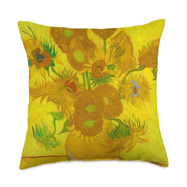 Immersive Van Gogh Sunflowers Throw Pillow