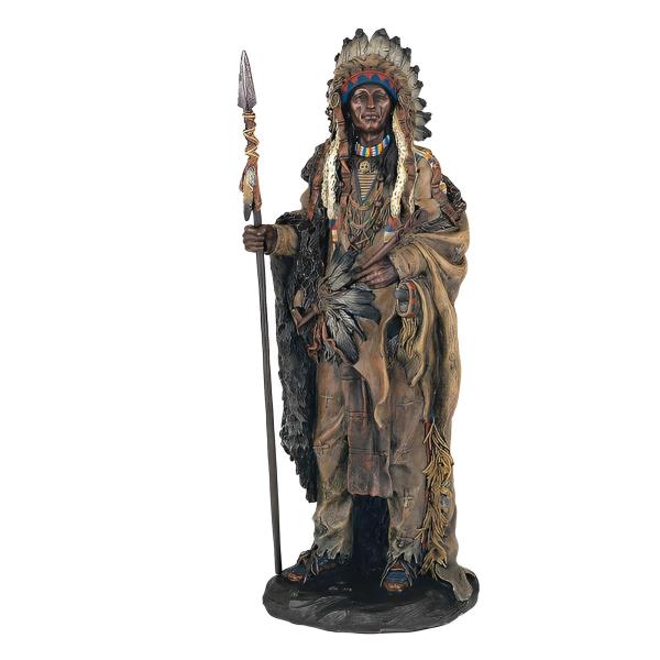 ICE Armor 14" H Indian Warrior with Spear Statue N...