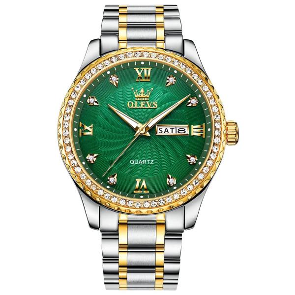 OLEVS Green Quartz Watches for Men Big Dial Analog...