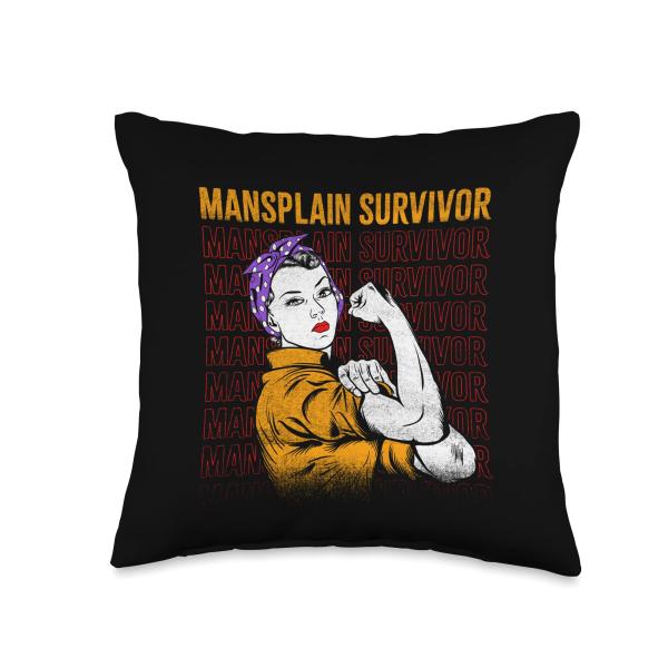 Mansplain Survivor Design For Feminists Throw Pill...