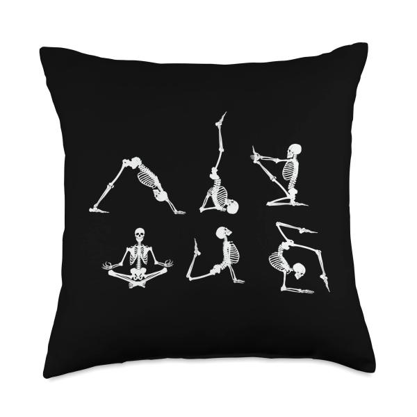 Skeleton Yoga Positions Funny Throw Pillow