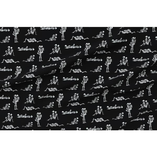 Spoonflower Fabric - Skeleton Halloween Bone Love ...