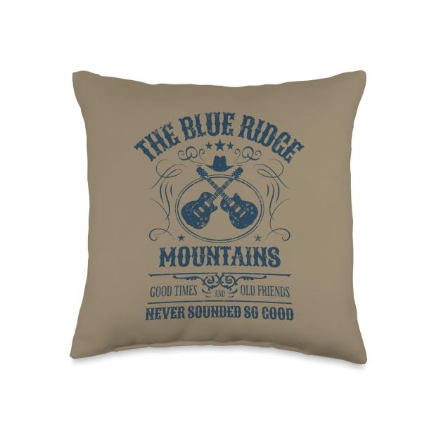 Blue Ridge Mountains with Guitars Vintage Distress...