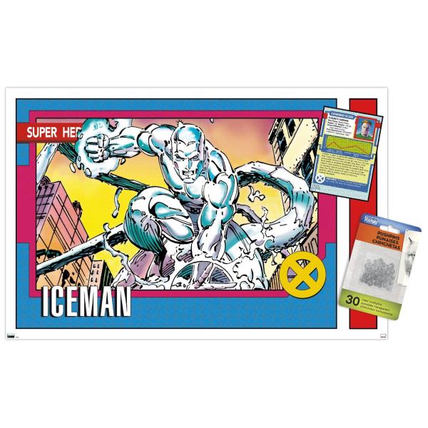 Marvel Trading Cards - Iceman Wall Poster with Pus...