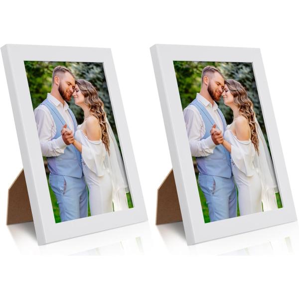 PECULA 2 Pack 5x7 White Picture Frame for Wall and...